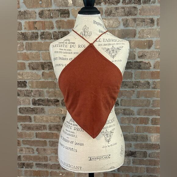Revolve lovers and friends Waylon Halter Top in Copper Brown sz XS fall crop top - Picture 2 of 8